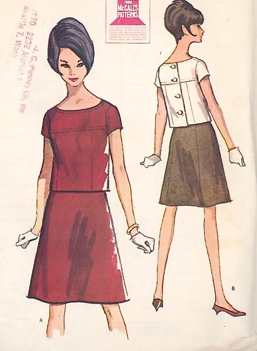 1960s top and skirt pattern after Courèges - McCall's 7932