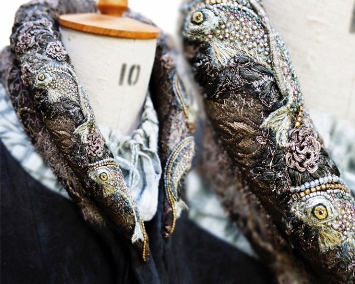 Fish neckroll embroidered by Michele Carragher for Game of Thrones