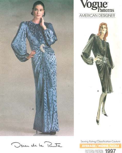 1980s Oscar de la Renta dress pattern Vogue 1997