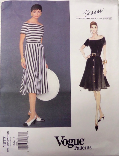 1990s Arnold Scaasi striped dress pattern Vogue 1377