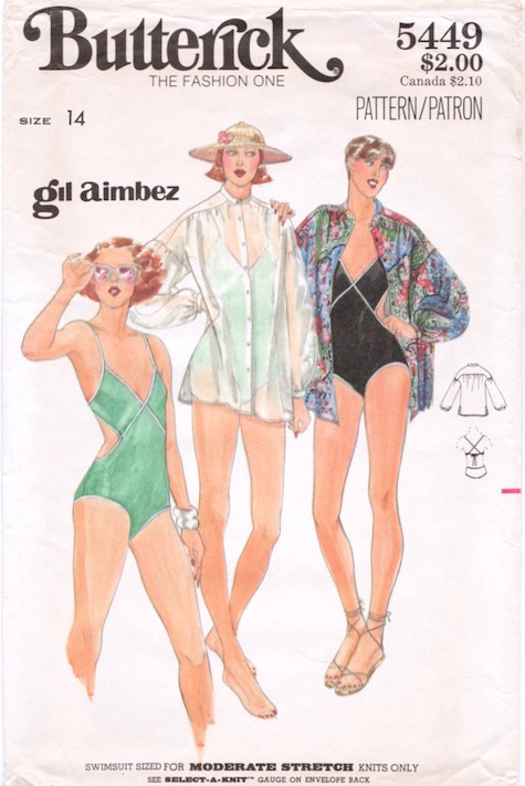1970s Gil Aimbez swimsuit and coverup pattern Butterick 5449