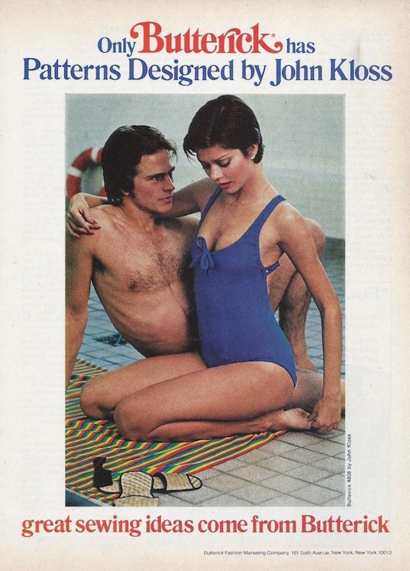 Only Butterick has patterns designed by John Kloss. 1976 Butterick / John Kloss ad
