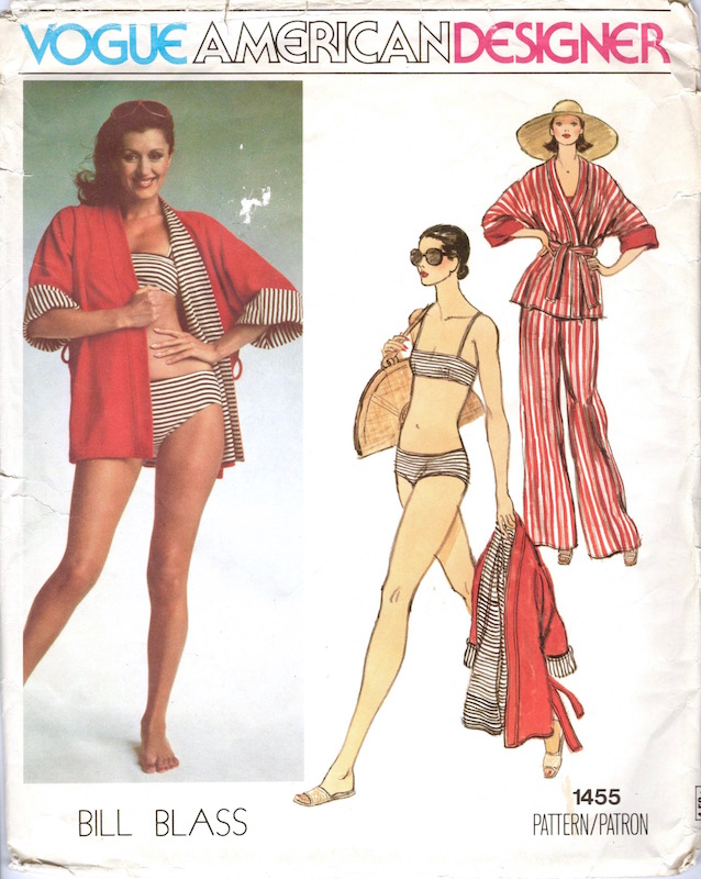 1970s Bill Blass jacket, pants, and swimsuit pattern Vogue 1455