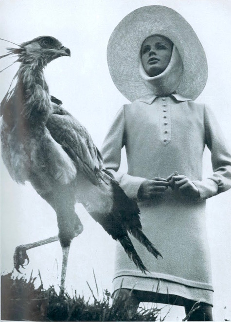 Jane & Jane wool dress by Jean Muir (Dolores hat; Ascher scarf) photographed in Kenya by David Bailey