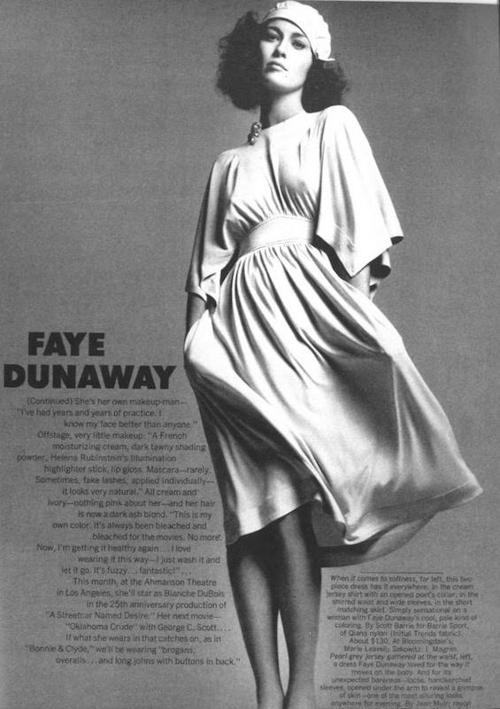 Faye Dunaway photographed by Richard Avedon in Jean Muir, 1973
