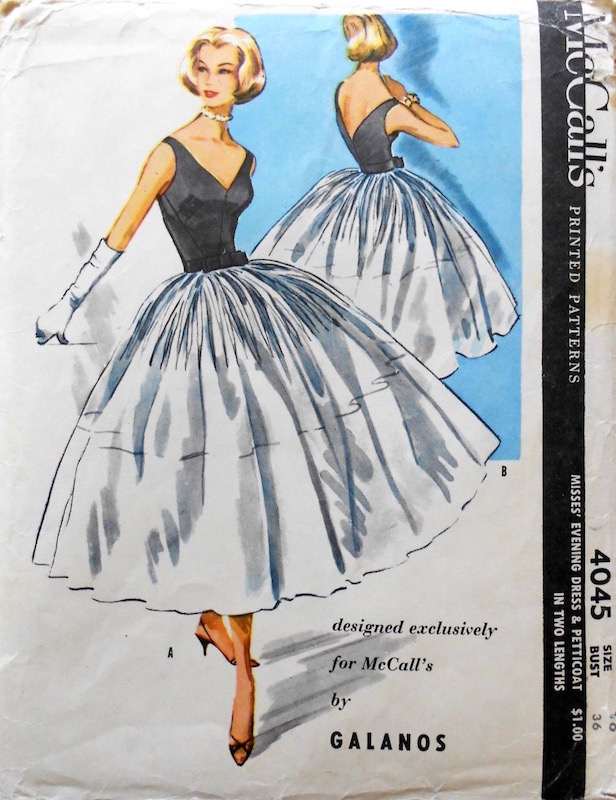 1950s Galanos evening dress and petticoat pattern McCall's 4045