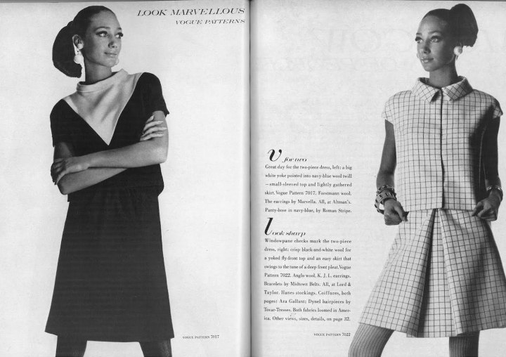 Marisa Berenson photographed by Irving Penn in Vogue 7017 and 7022, shown in Forstmann and Anglo wool