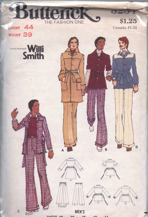 1970s Willi Smith menswear pattern Butterick 3254