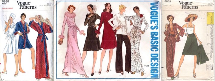 1970s patterns Vogue 8888, Vogue 1127, and Vogue 8855
