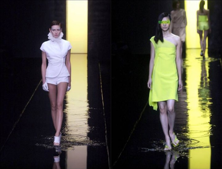 Two looks from Mei Xiao Zhou's Spring 2002 collection for Guy Laroche