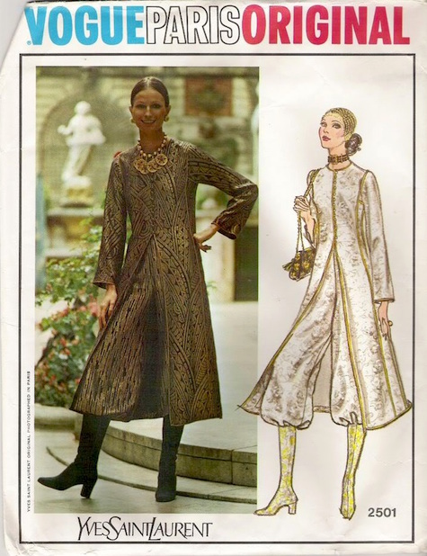 1970s Yves Saint Laurent haute couture coat and knickers pattern Vogue 2501