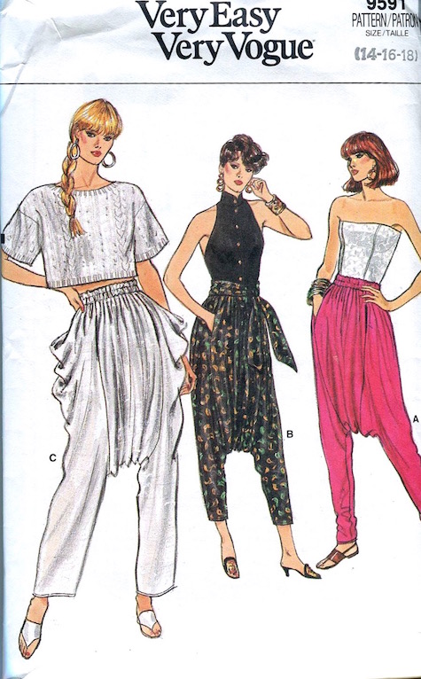 1980s Zouave dropped-crotch pants pattern Very Easy Very Vogue 9591