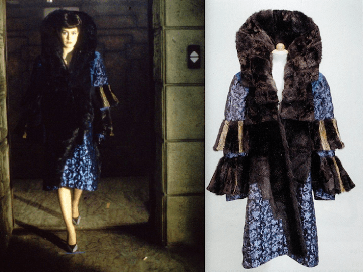 Rachael's fur-trimmed blue brocade coat in Blade Runner (1982)