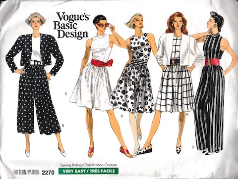 Late 1980s culotte jumpsuit and jacket pattern Vogue Basic Design 2270