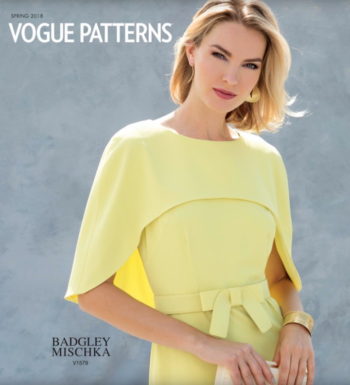 Badgley Mischka Key Lime cape dress V1579 - Vogue Patterns Spring 2018 lookbook