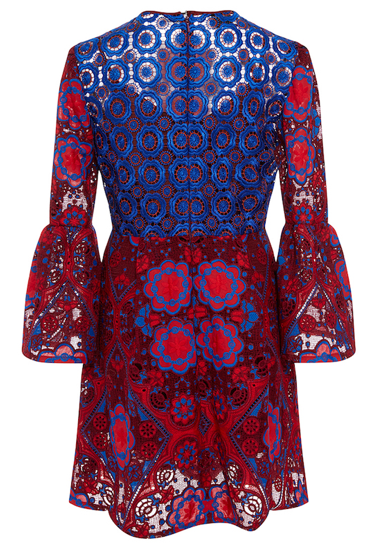 Cynthia Rowley red lace ruffle sleeve dress back SS 2017