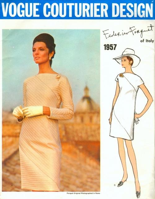 1960s Forquet dress pattern feat. Mirella Petteni Haggiag - Vogue Couturier Design 1957