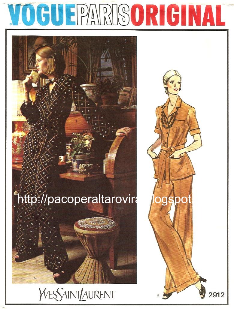 Yves Saint Laurent Spring 1973 haute couture printed pyjama pattern - Vogue Paris Original 2912