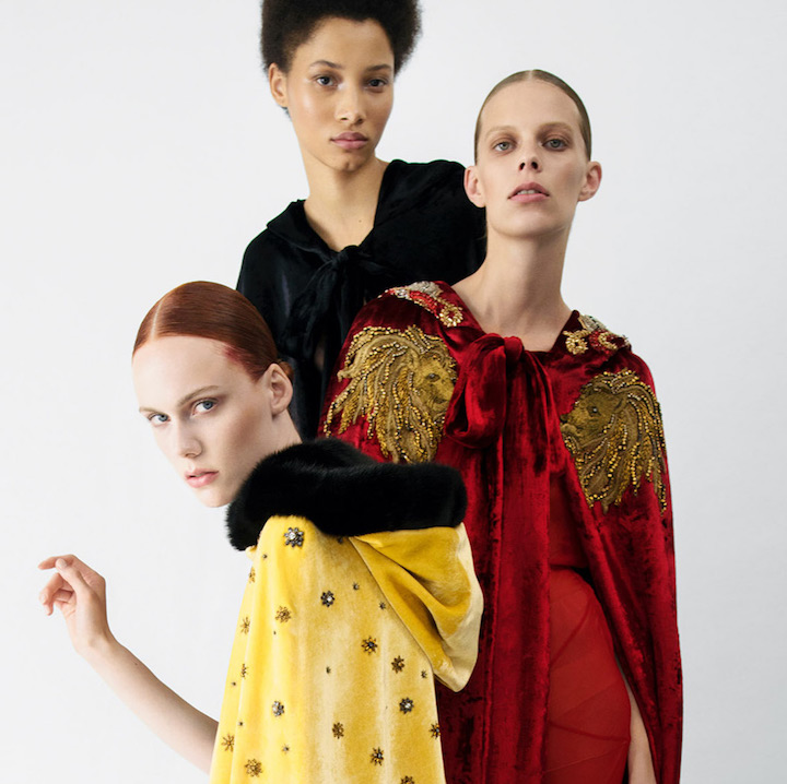 Lineisy Montero, Lexi Boling, and Kiki Willems in Alberta Ferretti Fall 2017 ad campaign. Photo: Tim Walker. Editor: Carine Roitfeld