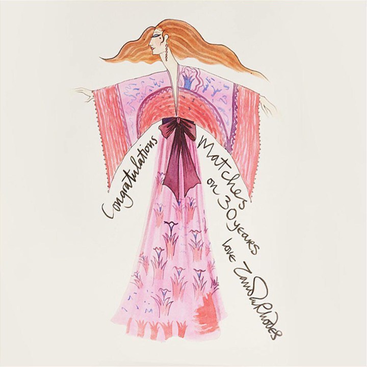 Matches Fashion 30th anniversary illustration by Zandra Rhodes, 2017