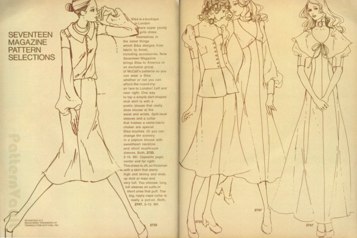 Seventeen Magazine Pattern Selections: Now Seventeen Magazine brings Biba to America in an exclusive group of McCall's patterns
