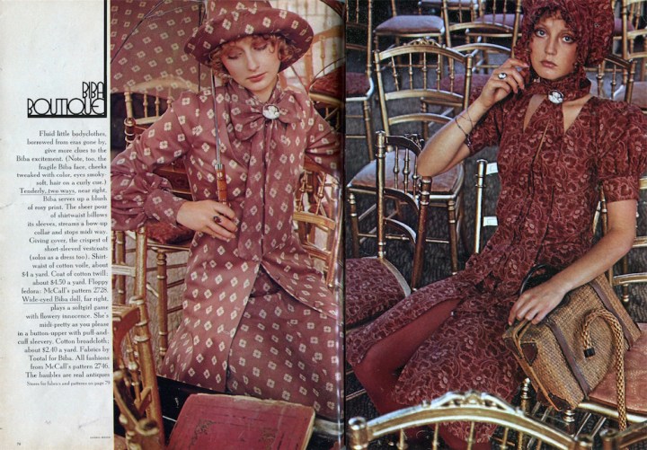 Sarah Moon's "Biba Boutique" McCall's editorial in Seventeen Magazine, Jan. 1971