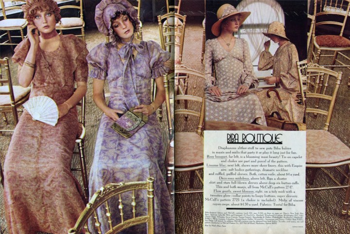Sarah Moon's "Biba Boutique" McCall's editorial in Seventeen Magazine, Jan. 1971