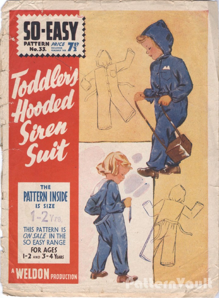 1940s Toddler's Hooded Siren Suit pattern Weldons 33