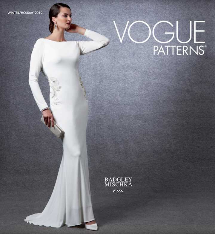 Vogue Patterns Winter/Holiday 2019 lookbook with V1656 gown by Badgley Mischka