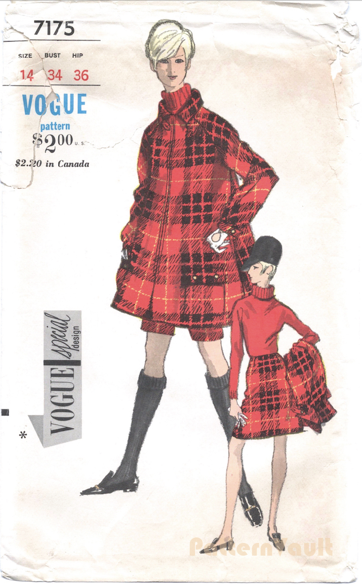 1960s coat, skirt, and short pants pattern Vogue Special Design 7175