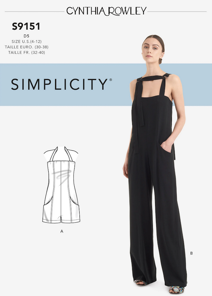 Black D-ring Cynthia Rowley jumpsuit pattern S9151