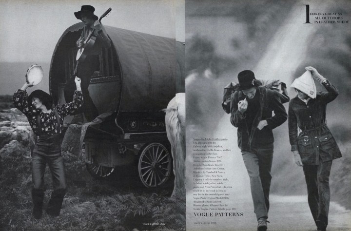 Vogue 7667, Vogue 2196 (YSL) Anjelica Huston in Vogue, October 15, 1969