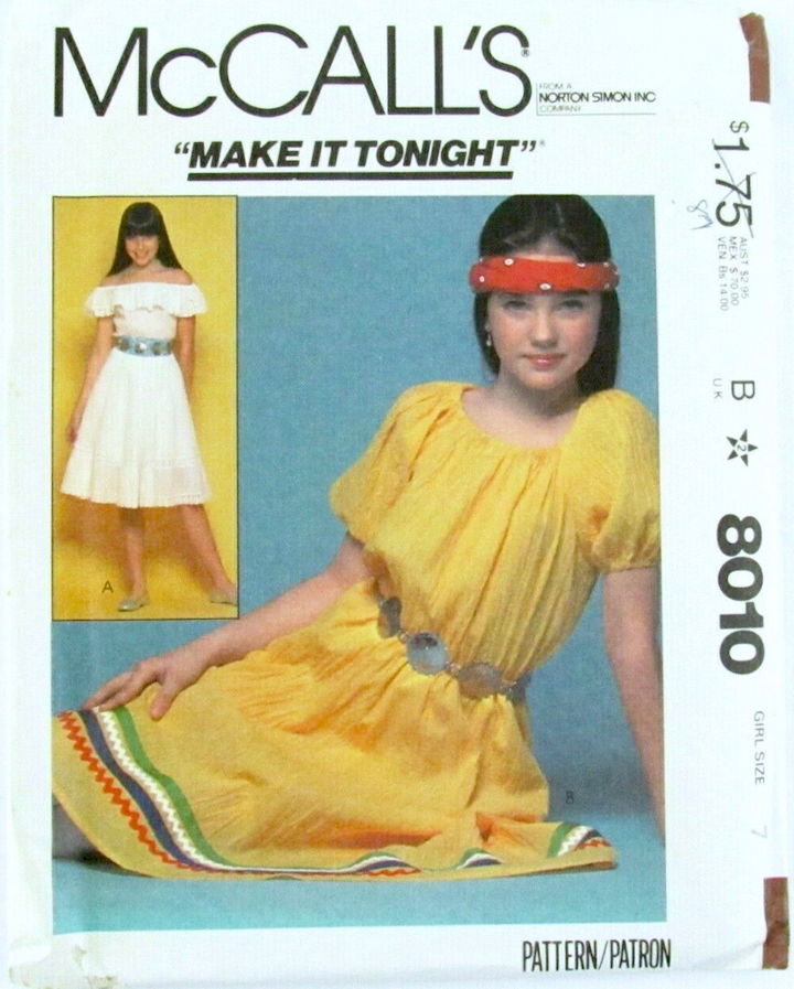 1980s McCall's "Make It Tonight" dress pattern no. 8010 featuring Jennifer Connelly
