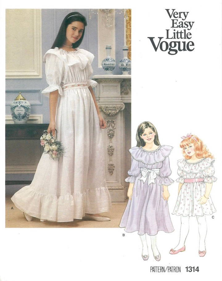 1980s Very Easy Little Vogue bridesmaid pattern no. 1314 featuring Jennifer Connelly