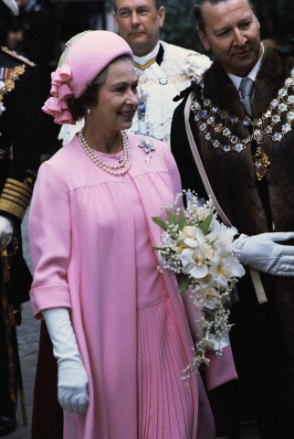 Queen Elizabeth II wears a Frederick Fox hat to the Silver Jubilee celebrations, 1977